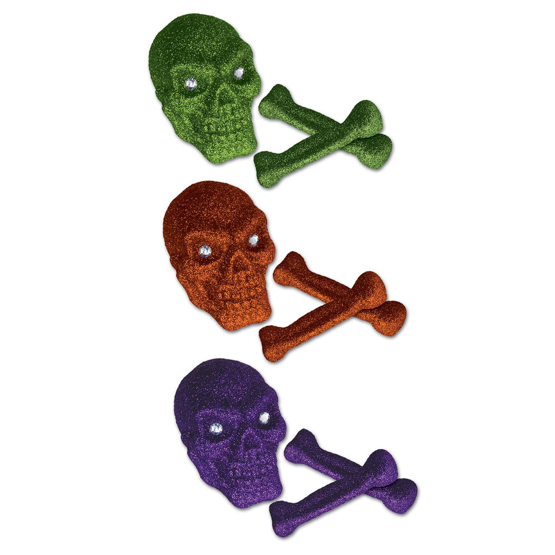 Glittered Plastic Skull & Bones (1 Pkg)