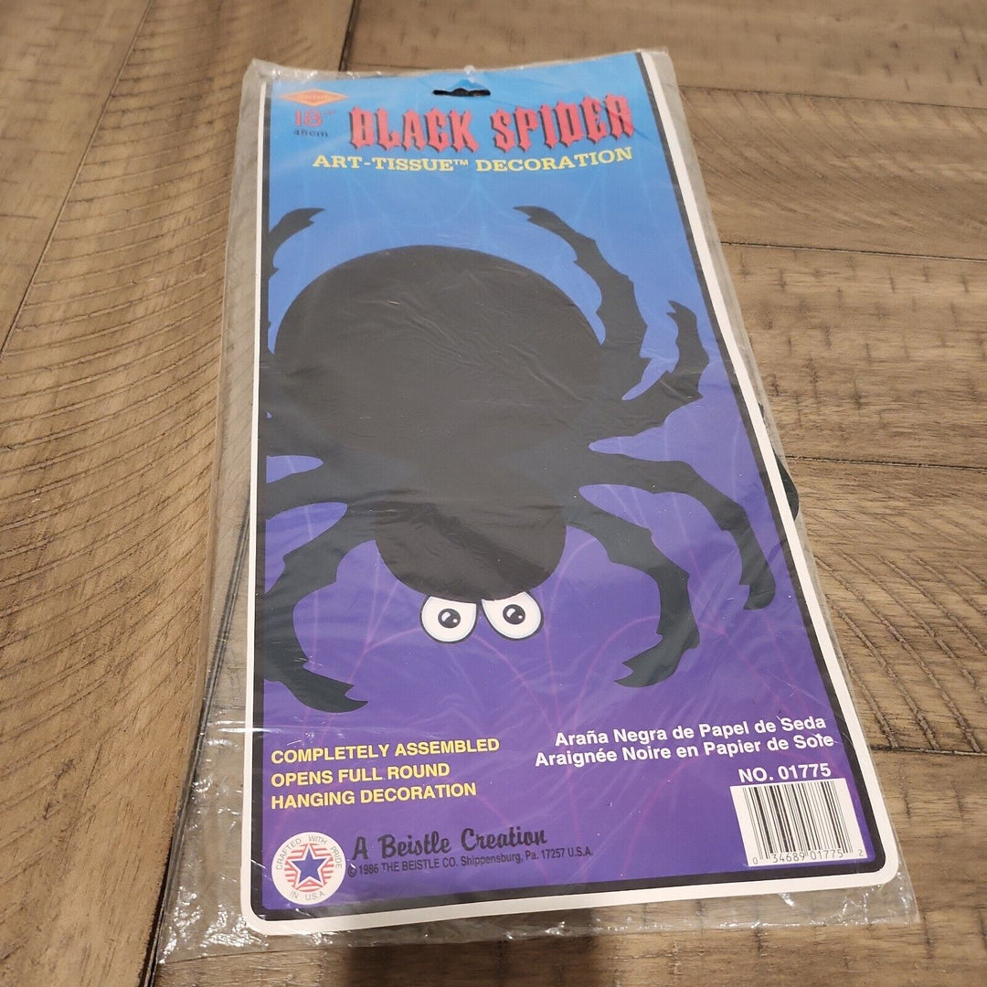 18" Art Tissue Black Spider Decoration