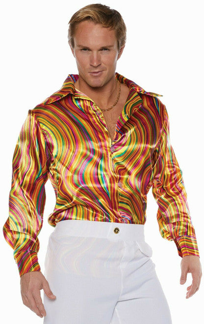 70s mens dress shirts Multicolor Swirl 1970's Shirt