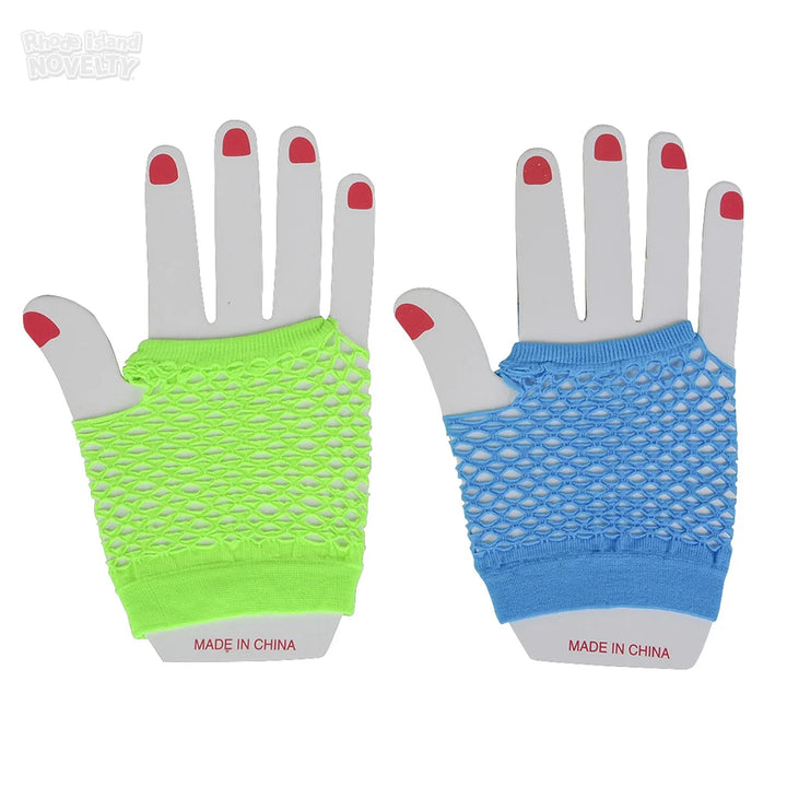 Neon 1980’s Fingerless Fishnet Gloves
