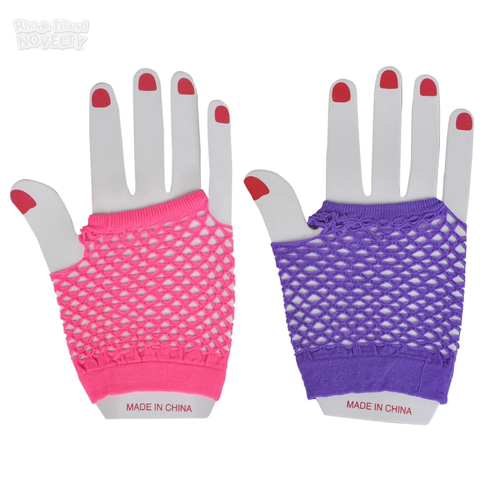 Neon 1980’s Fingerless Fishnet Gloves