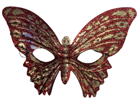 Red and Gold Glitter Butterfly Half Mask