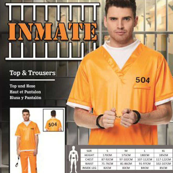 Orange 2 Pc Inmate Costume - Adult