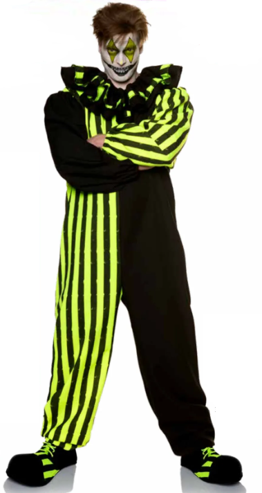 Blacklight Reactive Jolt the Clown Adult Costume