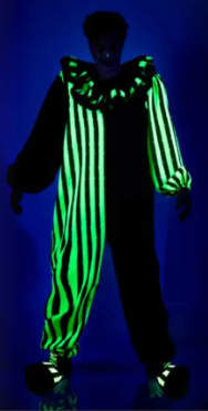 Blacklight Reactive Jolt the Clown Adult Costume