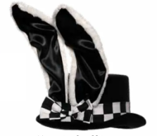 Black & White Top Hat with Rabbit Ears