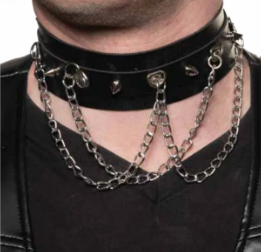 Spike Studded Choker with Chains
