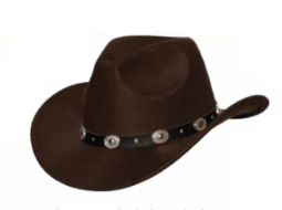 Cowboy Hat with Black Band/Silver Conch