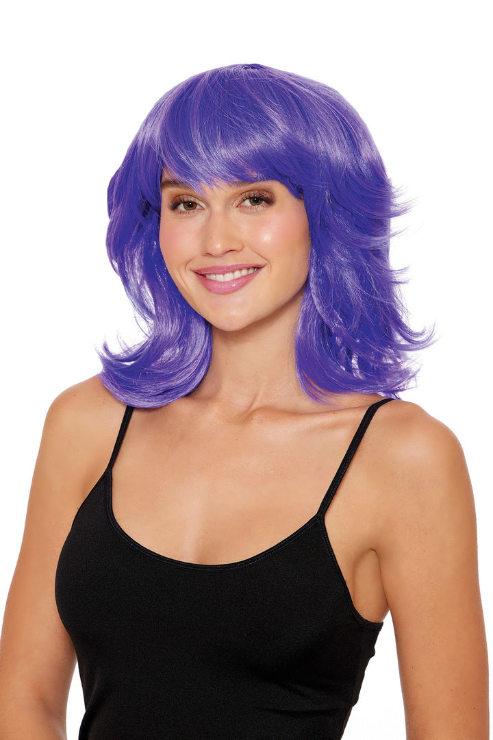 Purple Choppy Bob Wig