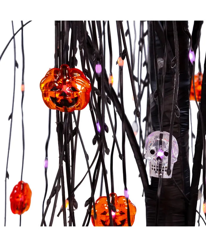 4' Pre-Lit Purple & Orange LED Halloween Willow Tree