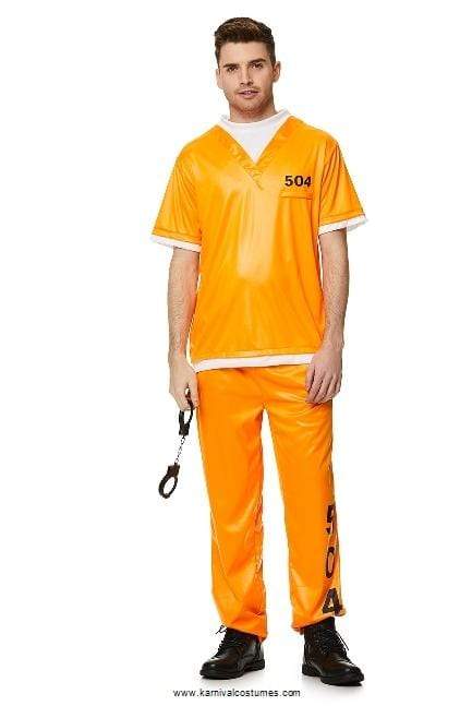 Orange 2 Pc Inmate Costume - Adult