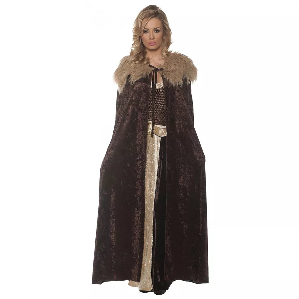 Brown Renaissance Cape with Fur Collar