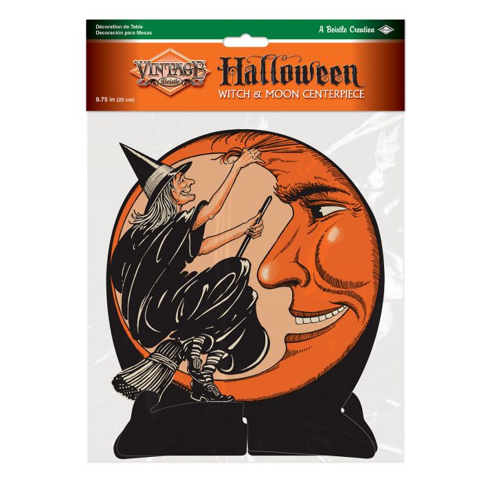 Halloween Witch & Moon Centerpiece - Vintage Beistle