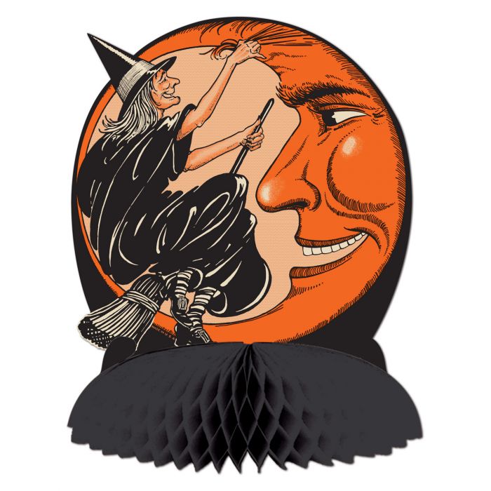 Halloween Witch & Moon Centerpiece - Vintage Beistle