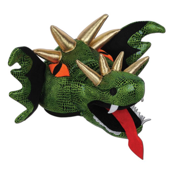 Green Plush Dragon Hat
