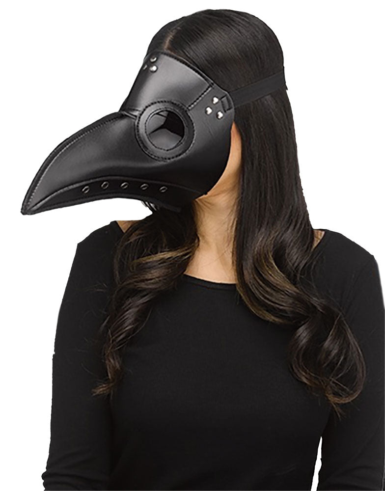 Plague Doctor Faux Leather Mask - Black