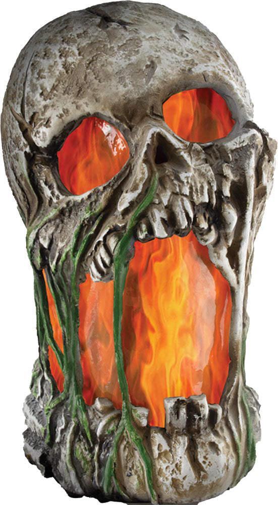 Flaming Rotted Skull Animated Prop