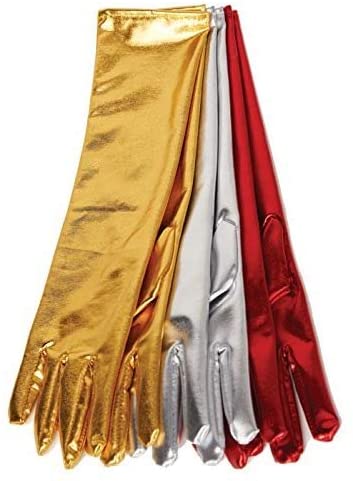 Solid Color Mid Length Metallic Gloves