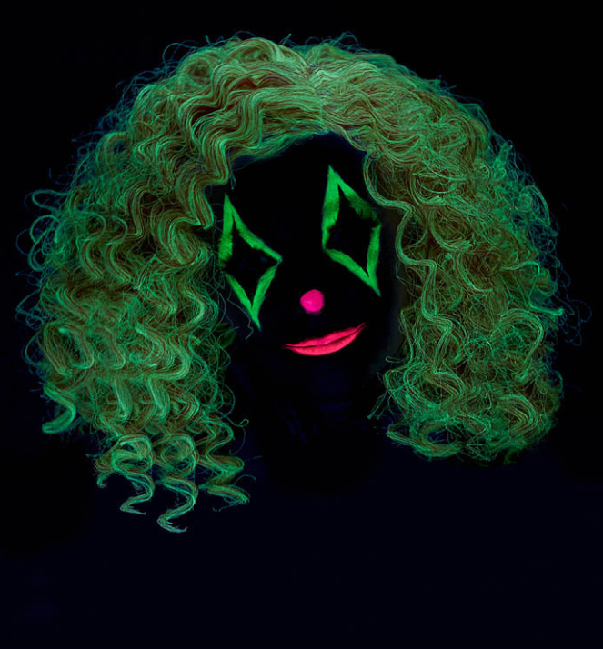 Curly Clown Wig- Glow in the Dark Red