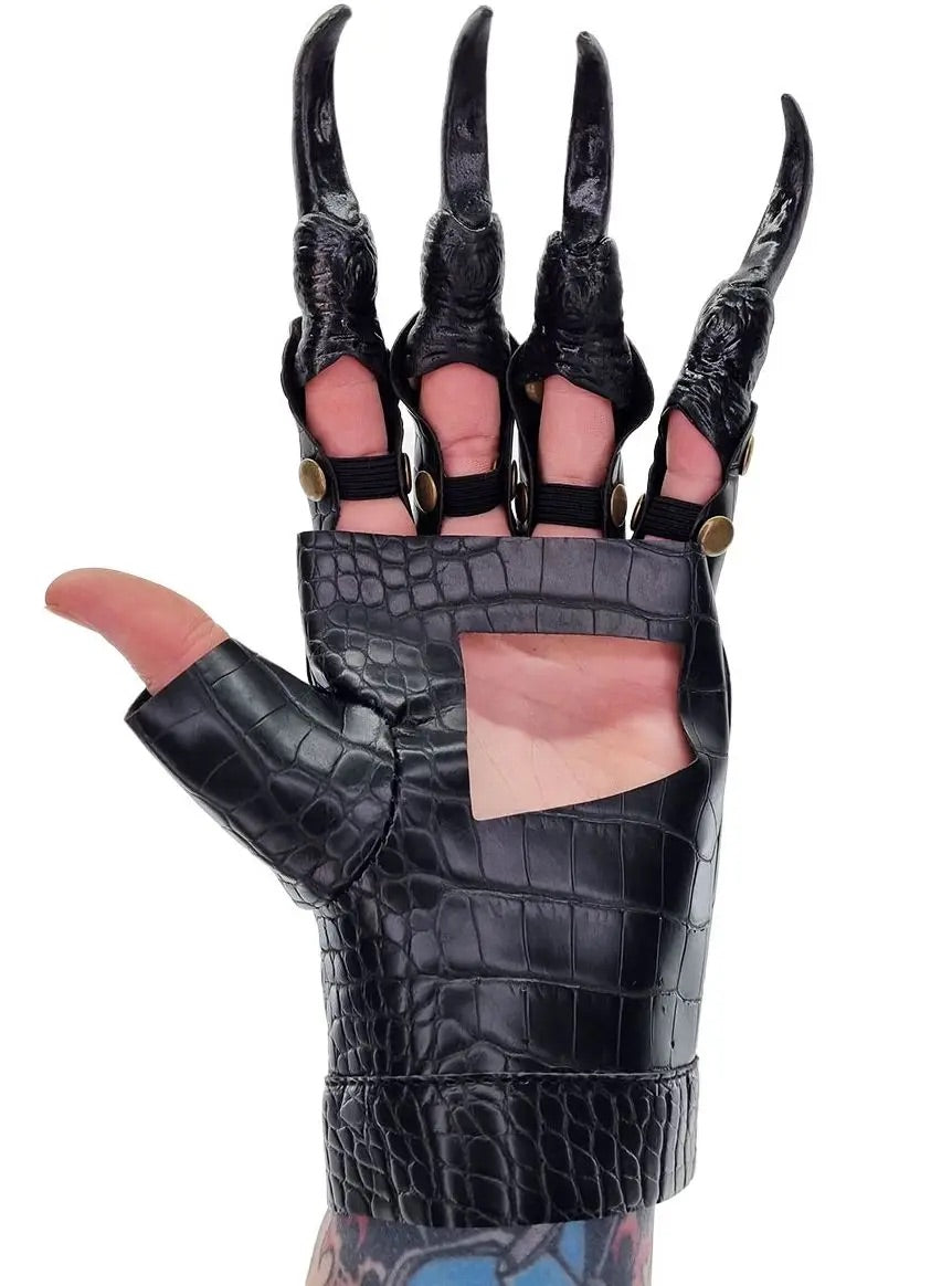 Claw Leather Look Gloves