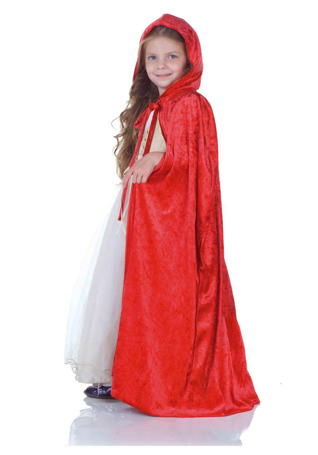 Red Panne Hooded Cape - Child