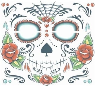Tinsley Transfers - Sugar Skull Full Face Temporary Tattoo