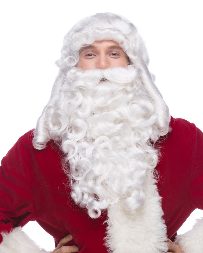 Professional Santa Wig & Beard Set - Sepia