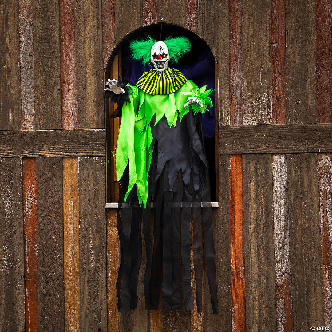 4 Ft. Hanging Animated Green & Black Clown