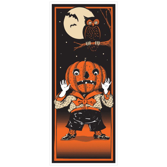Vintage Halloween Door Cover - Pumpkin Owl