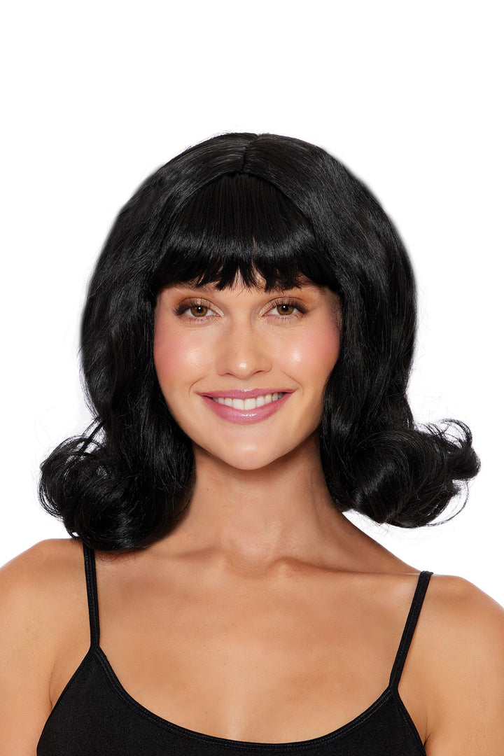 60's Black Mod Flip Wig