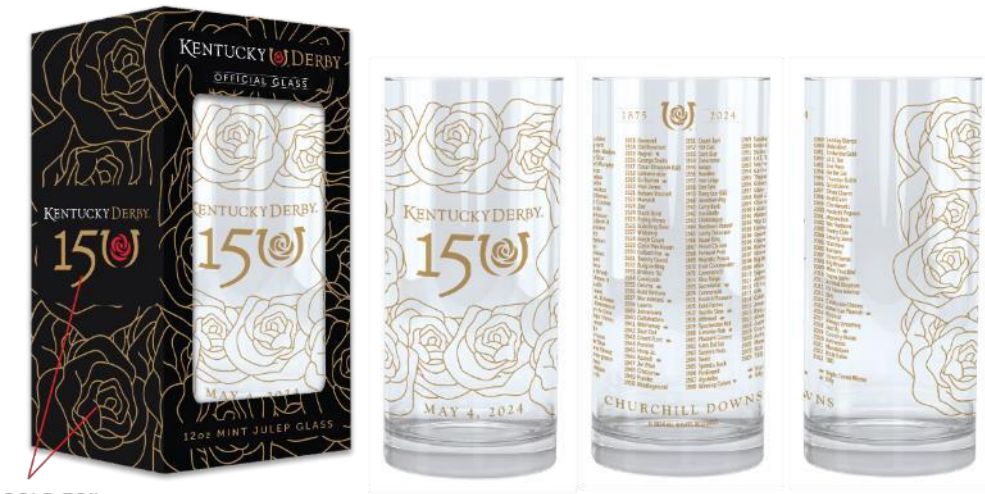 Kentucky Deby 150 - Official Mint Julep Glass 24k Gold Edition
