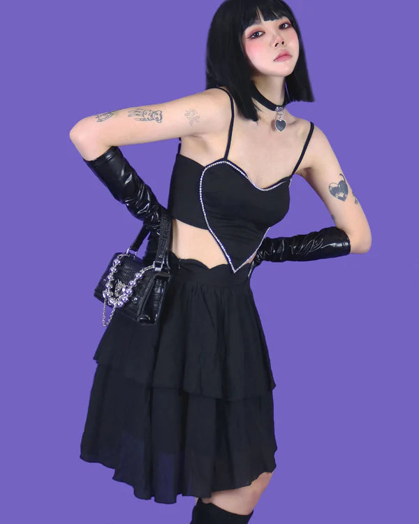Black Punk Choker With Black Heart