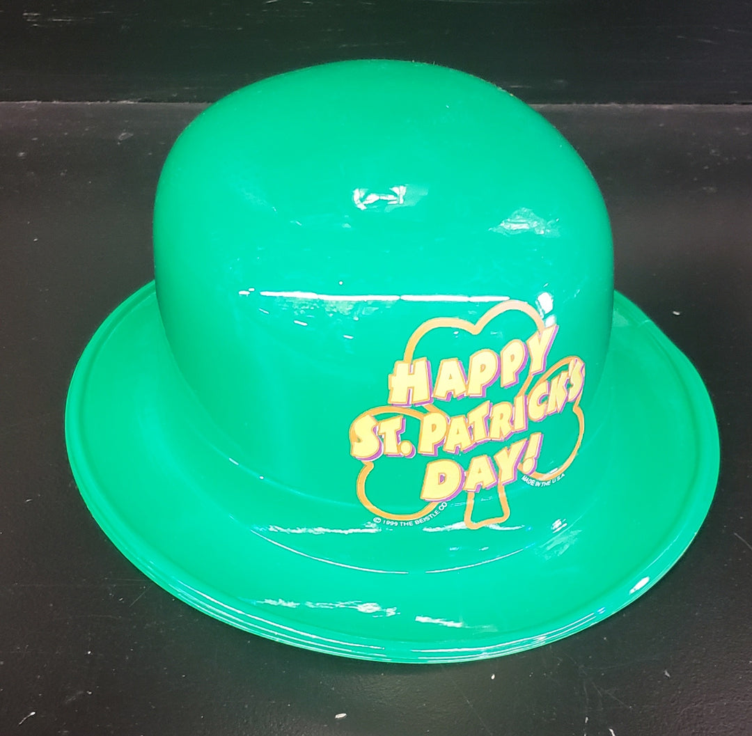 Green Plastic Happy St. Patrick's Day Derby Bowler Hat