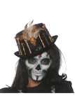 Black Voo Doo Top Hat with Skulls