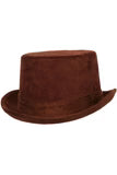 Faux Suede Top Hat - Brown