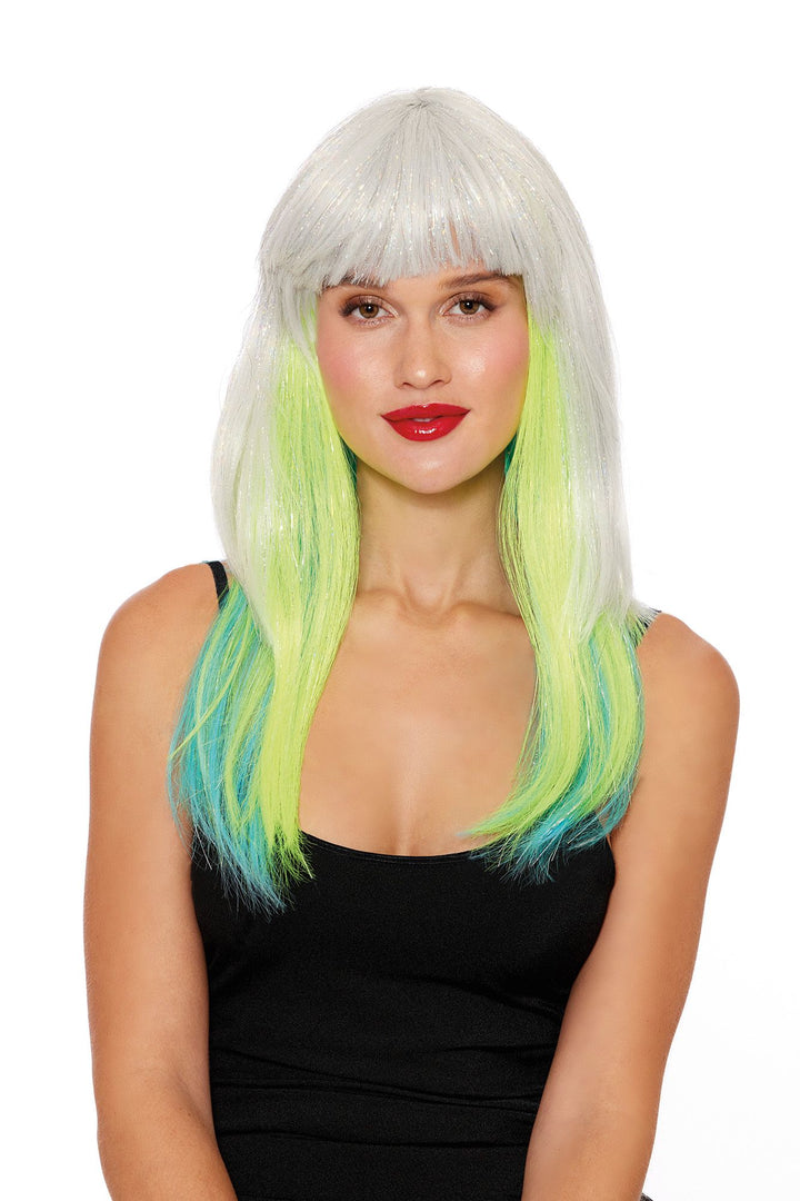 White Layered Tinsel Wig