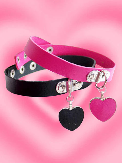 Black Punk Choker With Black Heart