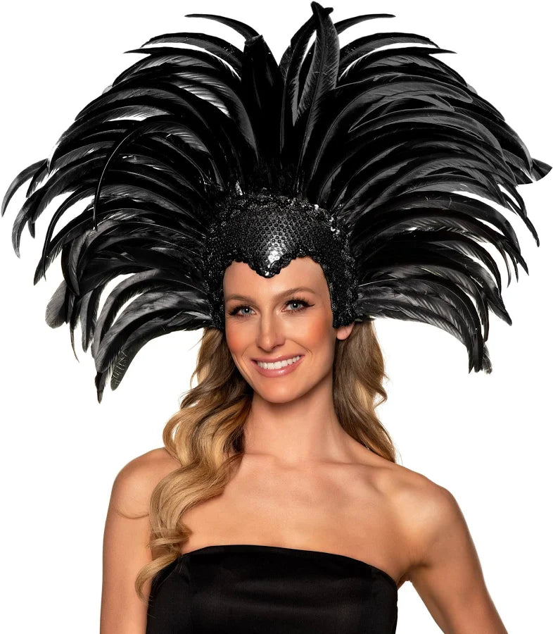 Black Showgirl Headband Headpiece
