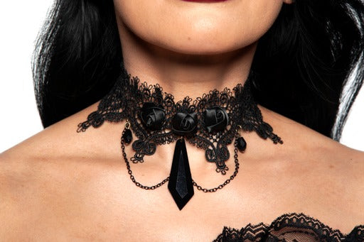 Lace and Rose Choker Jewelry