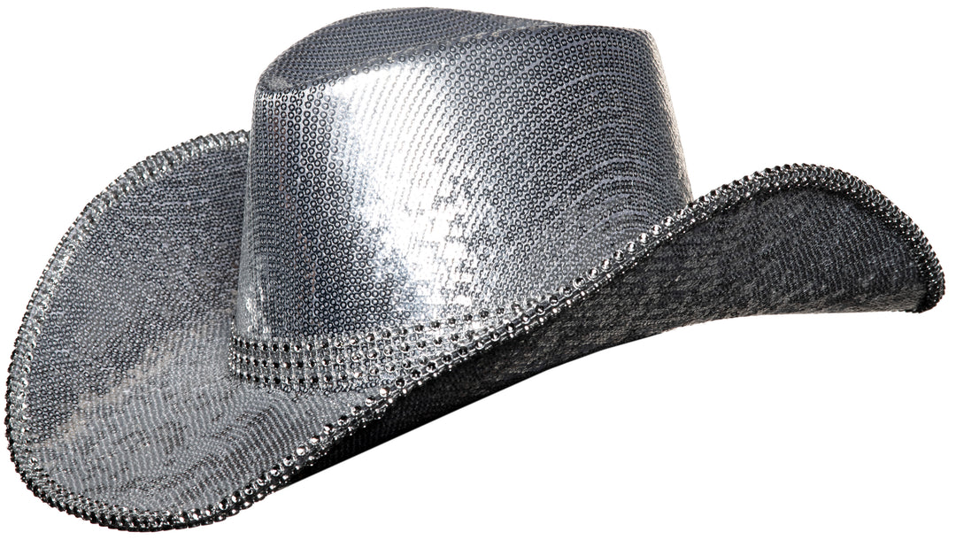 Metallic Silver Cowboy Hat with Rhinestones