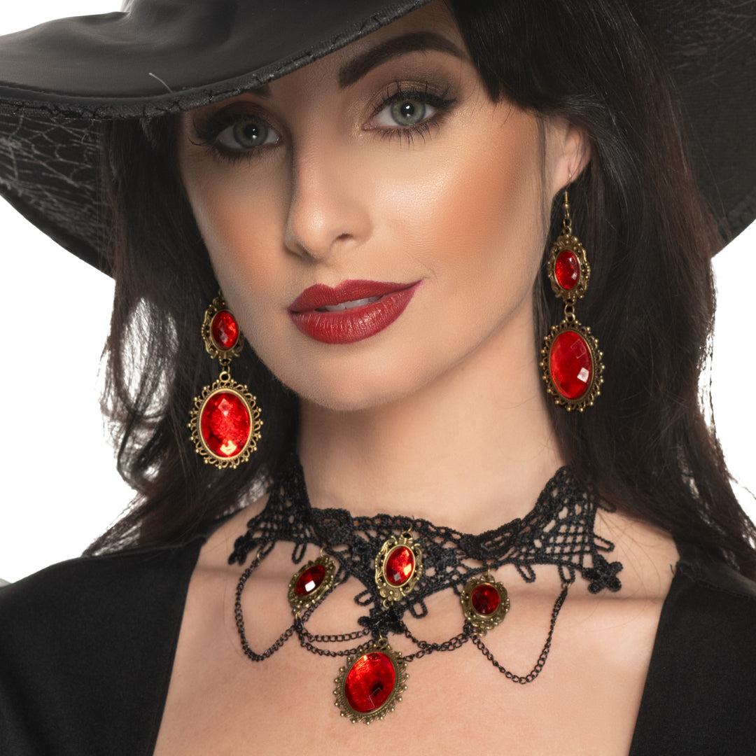 Vampire Necklace and Earrings Set