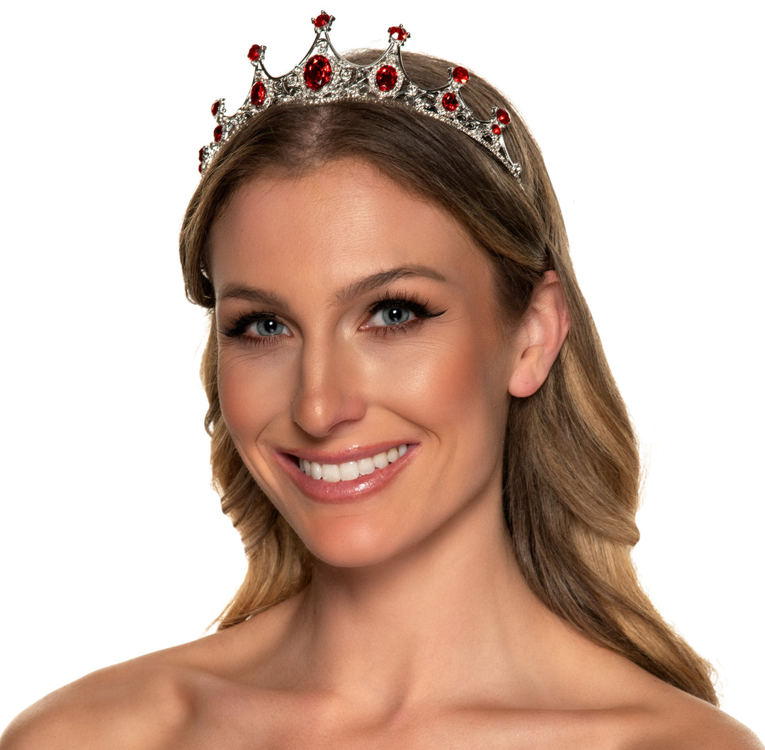 Silver Tiara with Red Jewels