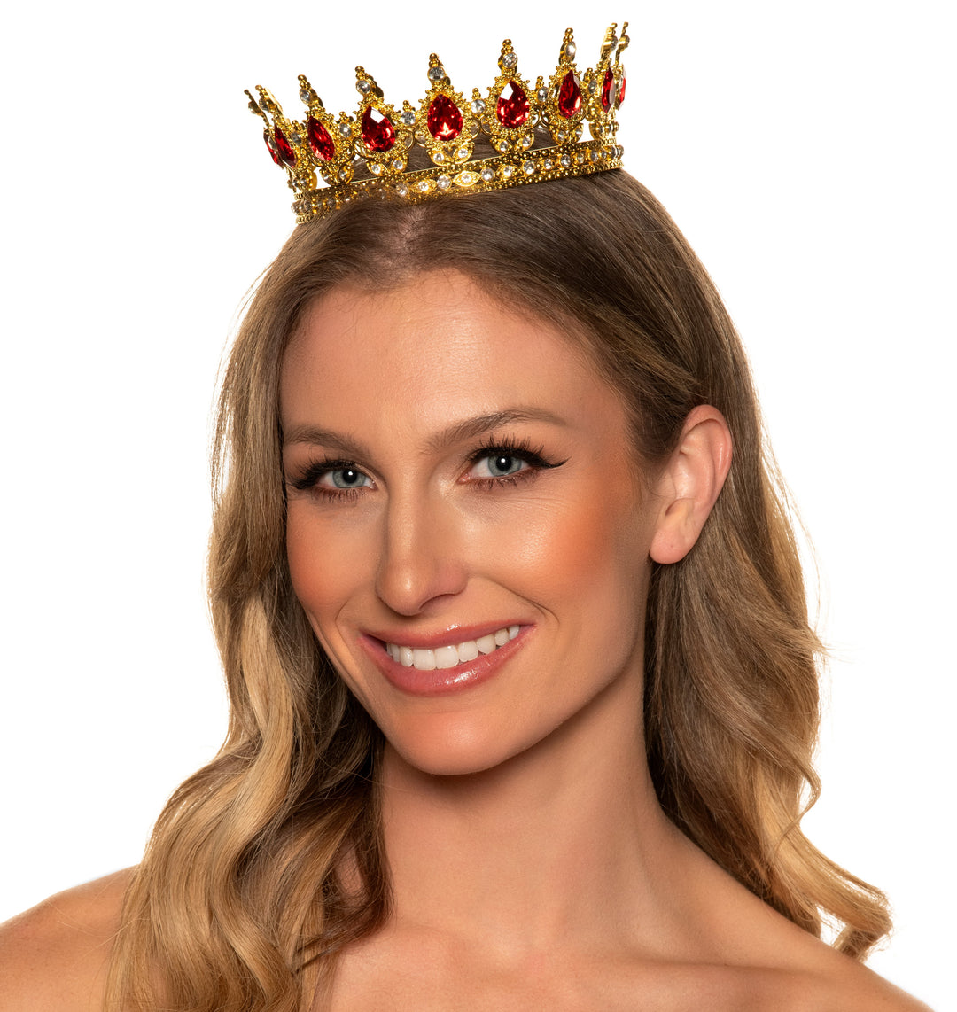 Gold Queen Crown with Red Jewels