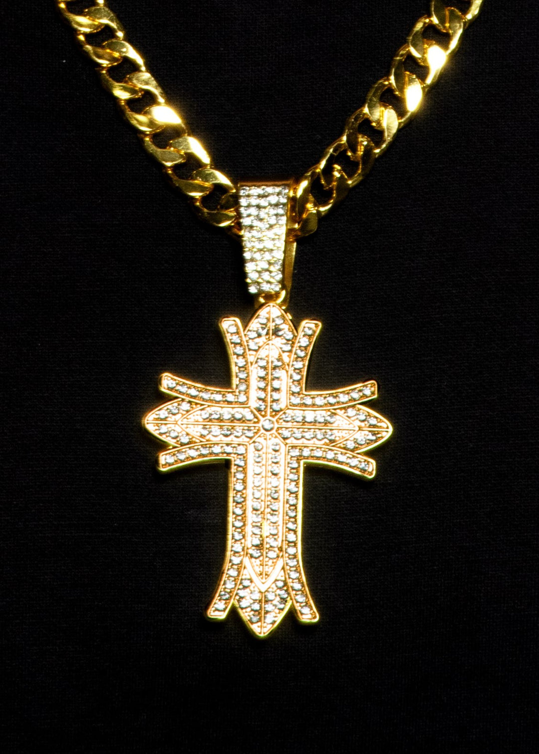 Rhinestone Studded Cross Necklace