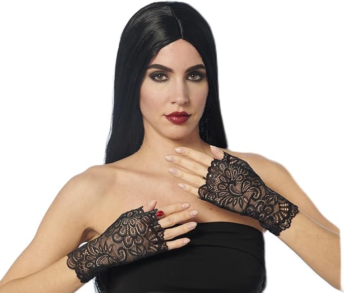 Black Fingerless Lace Gloves