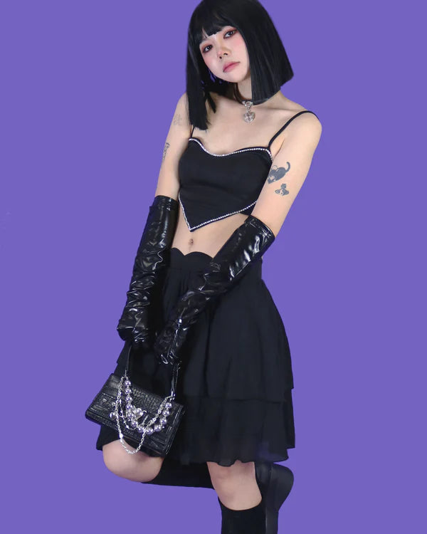 Black Punk Choker With Black Heart