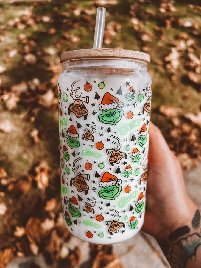 16 oz. Glass Tumbler - Grinch