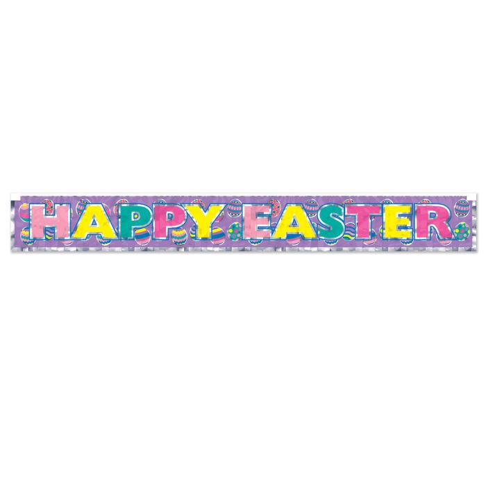 Happy Easter Metallic Fringed Banner