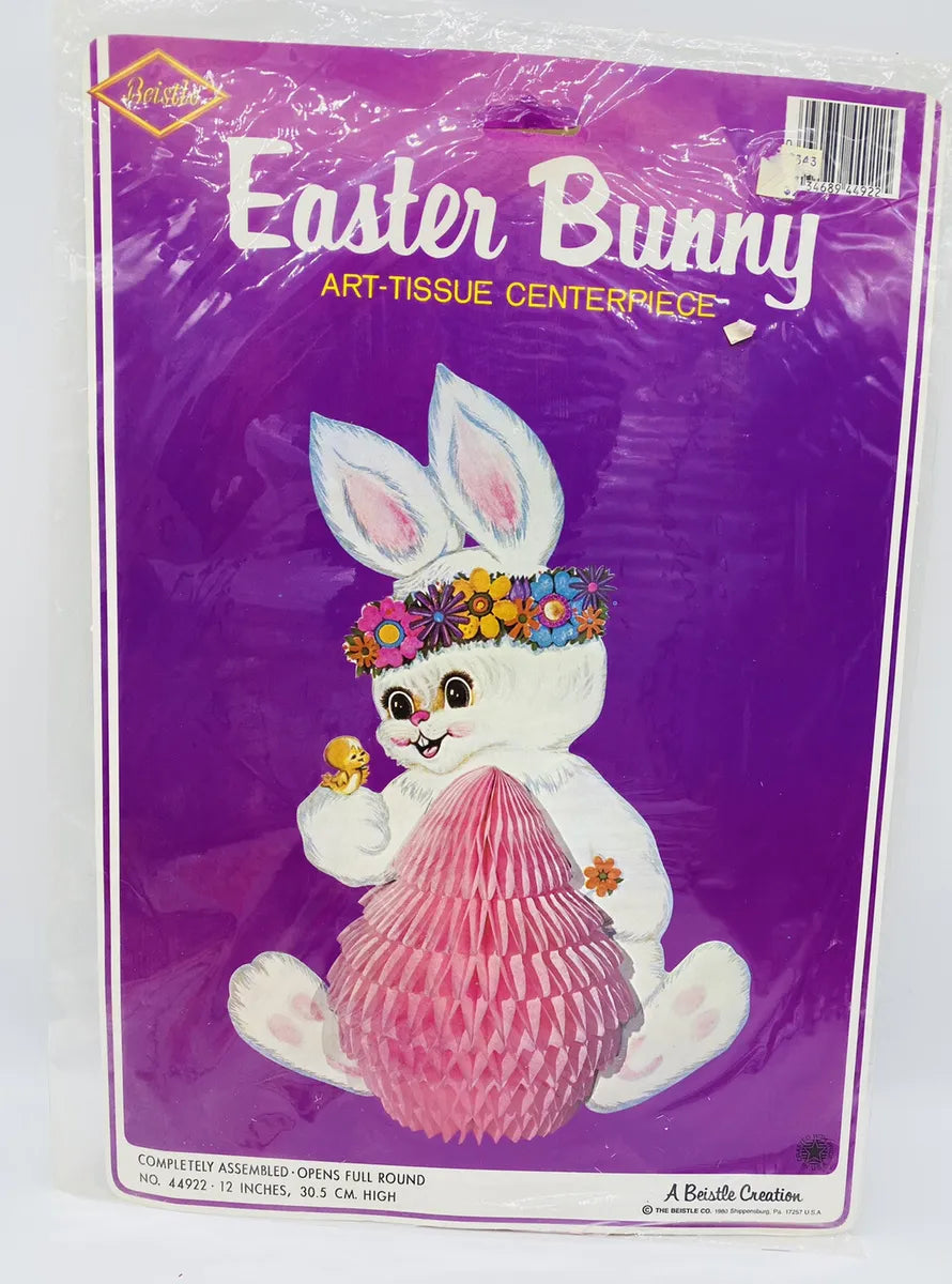 Vintage 12" Easter Bunny Art-Tissue Centerpiece