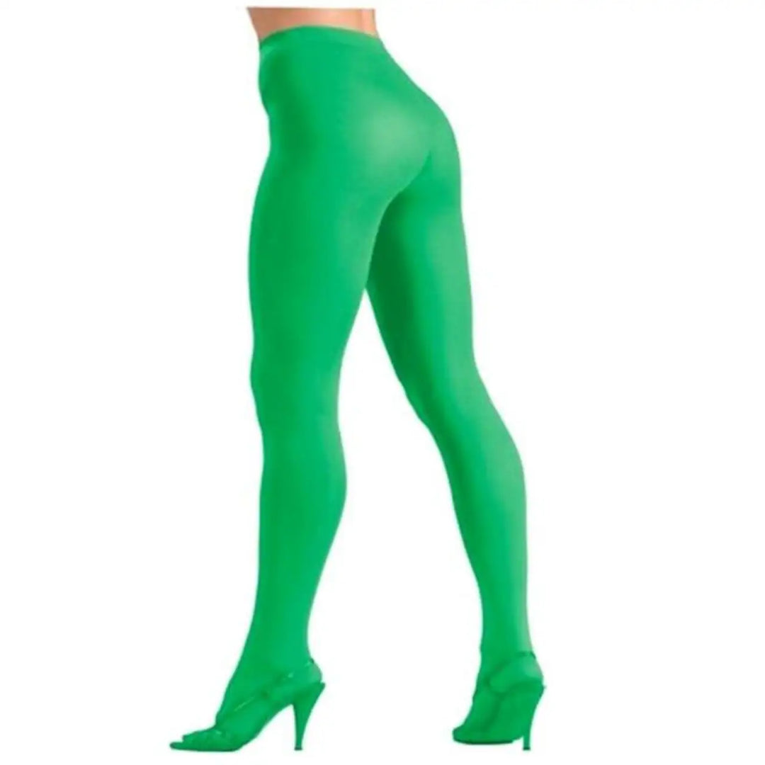 Women's Solid Nylon Tights - Bright Green